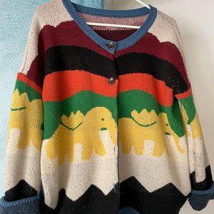 Colorful Elephant Cardigan